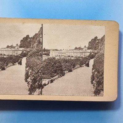 Torquay Stereoskop 3D um 1895 viktorianische Dame & Kind Abtei Halbmond Devon