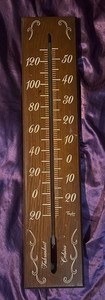 Vintage Taylor 24x5 Wooden Wall Thermometer - Works - USA