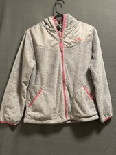 The North Face Girls' XL 18 Oso full-zip fleece hoodie gray color pink