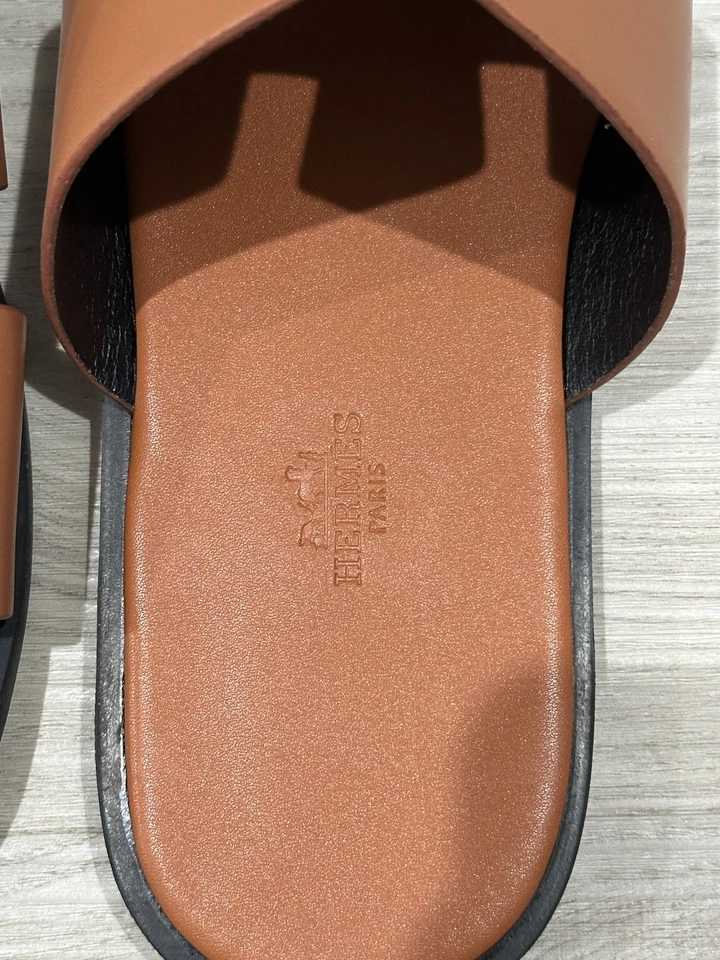 Hermes Izmir 凉鞋 男式 EU 43 US 10 棕色/黑色 — 第 3/4 张图片