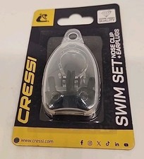 CRESSI Comfort Swim Nose Clip Ear Plugs  Nose Clips, Black/Clear NEW