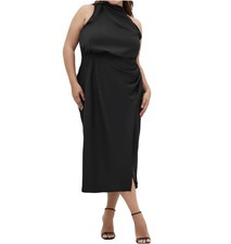 Vestido City Chic Negro Midi EE. UU. Talla 20 Escote Asimétrico Fiesta Noche Nuevo con Etiquetas