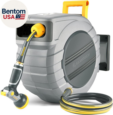 Retractable Garden Hose Reel 5/8 in X 100 Ft Upgraded UV Resistant Heavy Duty Au