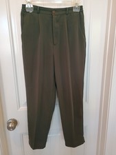 Vintage Dark Green Petites Medium Dress Pant Straight Leg Trousers Light Weight