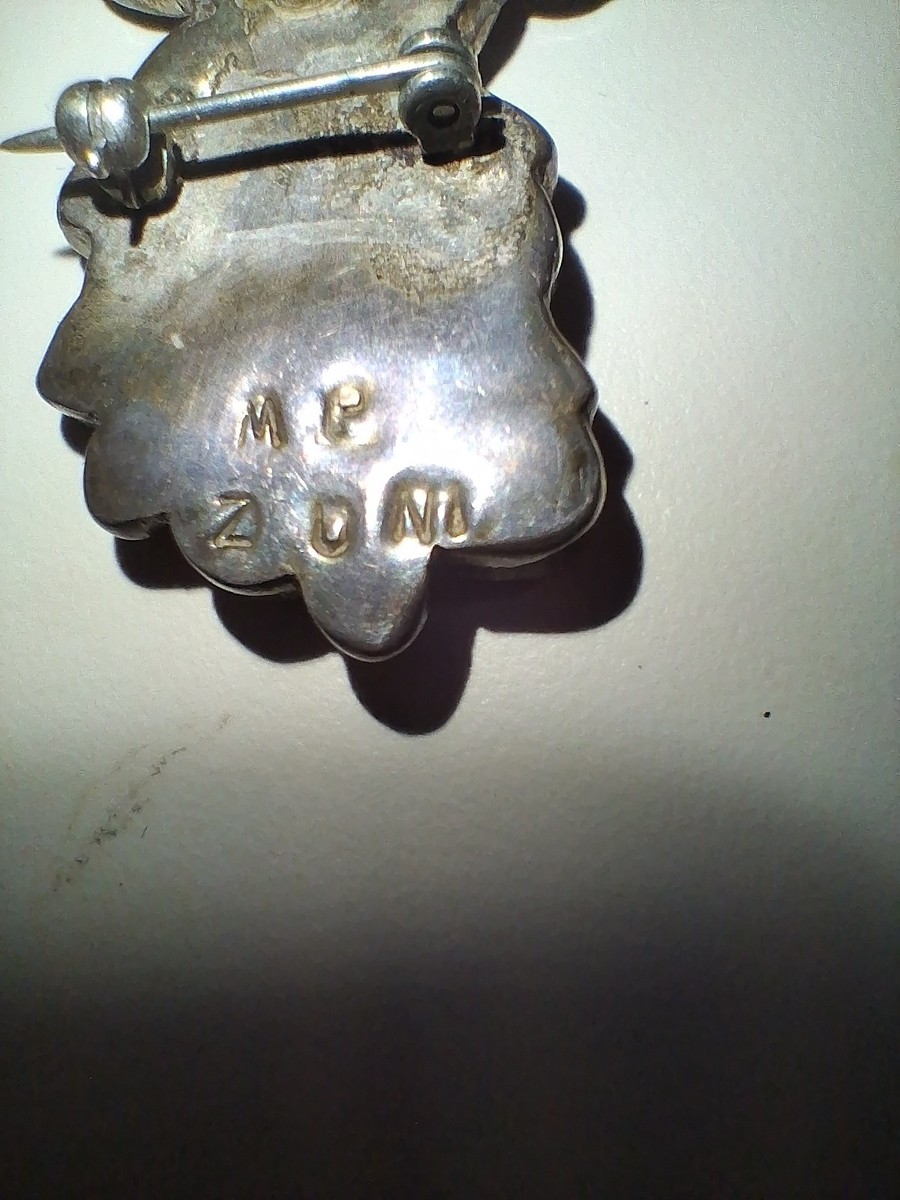 Zuni Vintage Sterling Silver Inlay Mickey Mouse Pin & Pendant by
