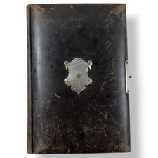 Antikes Poesiealbum 19.&nbsp;Jahrhundert Edel Metallwappen Schwarz Goldschnitt M&auml;ngel