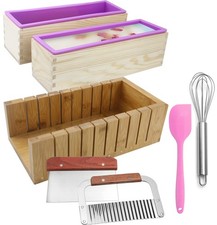 Silicone soap molds -Soap Cutting Tool Set Wooden Bamboo Shrink Wrap Bags 2