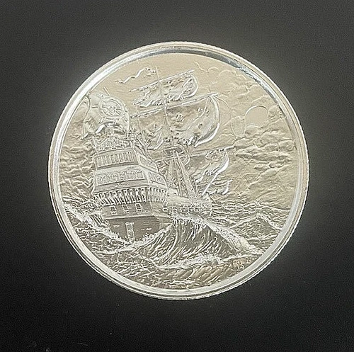 Silver! NO PREY NO PAY 2 Troy oz .999 Fine HIGH RELIEF PRIVATEER in a STORM