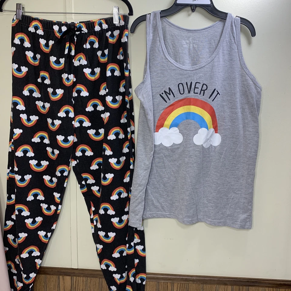 Bobbie Brooks Pajama Set XL Lounge Set Rainbow Tank Top Long Bottom Jogger Pants - Image 3 of 4