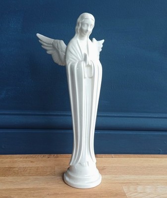 Betender Engel Keramik groß Vintage Figur cremeweiß