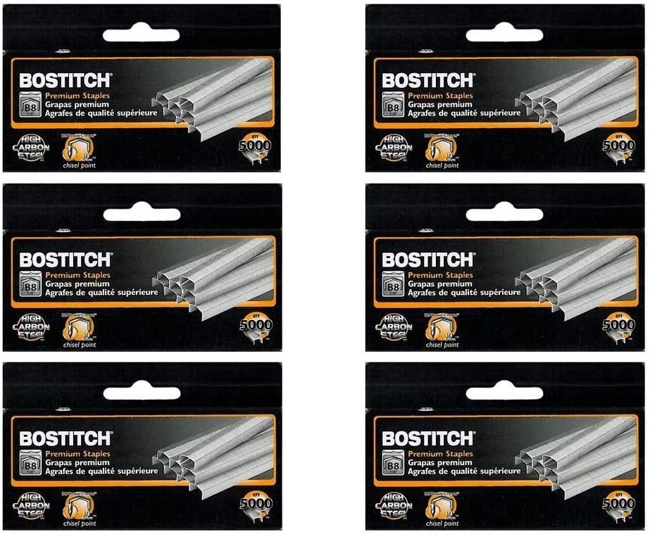 Lot of 6 Bostitch B8 PowerCrown Premium 1/4" Staples &ndash; STC