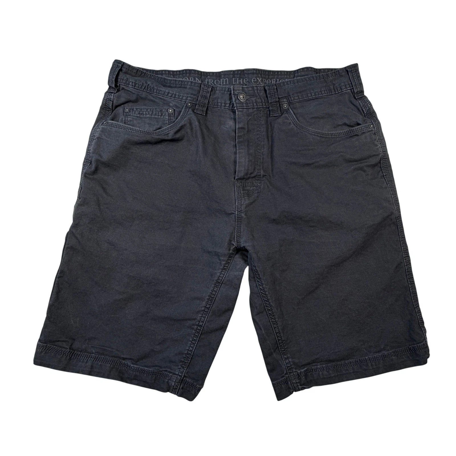 Prana Mens 36 Charcoal Black Canvas Hiking Climbing Utility Shorts 11 Inseam