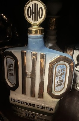 Vintage 1973 Jim Beam Ohio State Fair Expo Center Whiskey Decanter Decor Empty