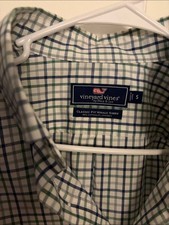 Vineyard Vines Green & Blue Plaid Button-Down Whale Shirt Size S‎