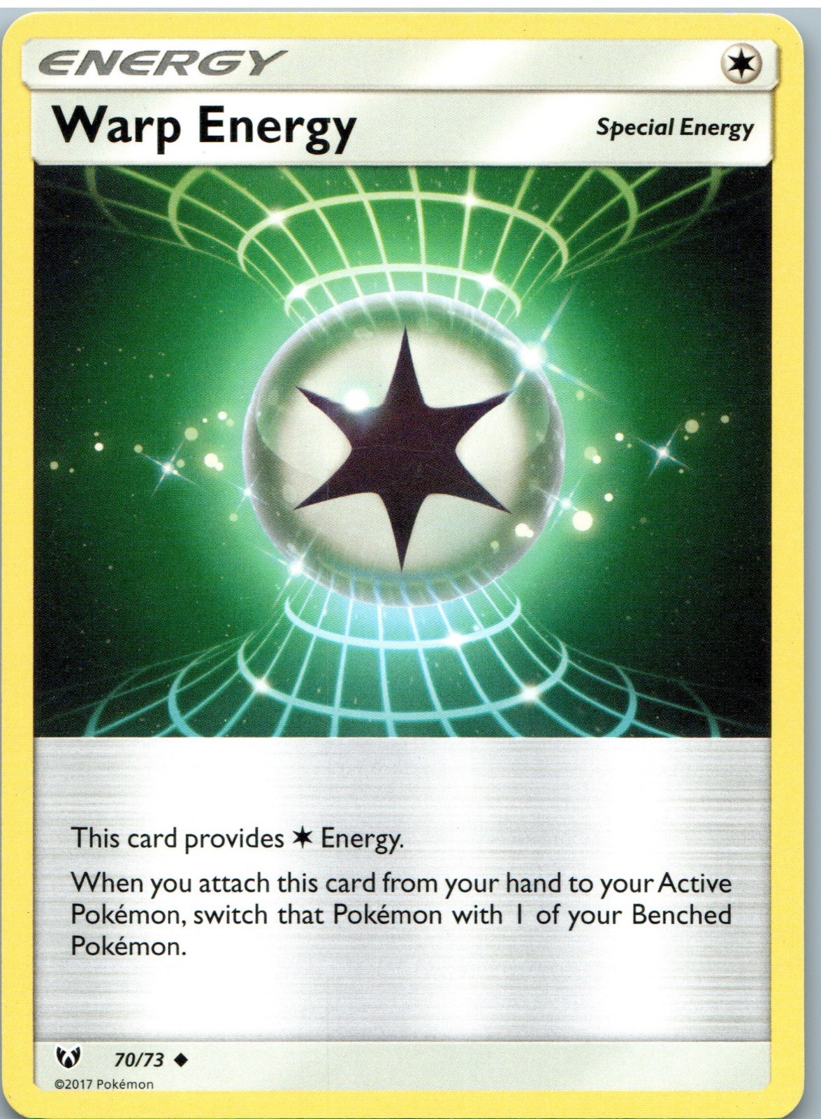 Warp Energy 70/73 Uncommon Shining Legends Pokemon Lightly Played