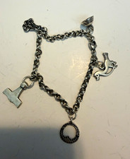 Vintage Kalevala Koru Finland 925 Sterling Silver 5-Charm Bracelet-Thor's Hammer