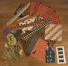 Halloween Scrapbooking Craft Lot Paper Stickers Borders Skeleton Ghost Pumpkin
