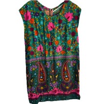 VTG 60s 70s Handmade Hawaiian Textiles Barkcloth Shift Dress Size 14 Retro MCM