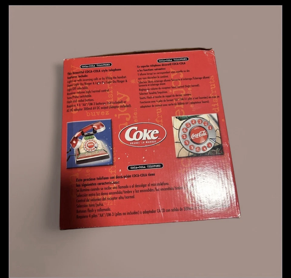 NEW Vintage Coca-Cola Illuminated Stained Glass Telephone Tiffany Style  - Image 2 of 3