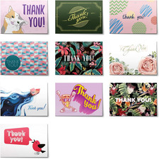 50pcs Thank You Cards Set, Includes Blank Cards Envelopes with Stickers,4x6