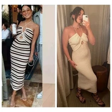 NWT Reformation Venete Open Knit Dress Halter Gossamer Ivory Midi Dress size XL