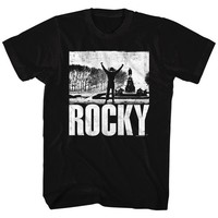 Rocky Kurzarm T-Shirt Herren Rundhalsausschnitt Schwarz Baumwolle Regular