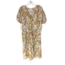 Ava & Viv Blue Tan Boho Bohemian Floral Print Flutter Sleeve Dress Size 14W