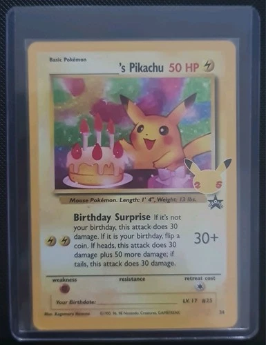 Birthday Pikachu 24 Celebrations Black Star Promo Pokemon Card