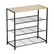 BELOFAY Wooden Shoe Storage Rack with Steel Frame & Shelf Organizer