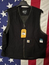 Carhartt Sherpa Lined Duck Canvas Vest Mens Large Black Western 104394 BLK NEW