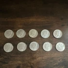 1964 Kennedy Half Dollar Silver Coins Lot of 10, 50C, Circulated