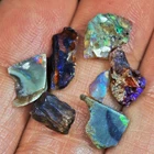 7.1Ct Natural Black Lightning Ridge Opal Facet Rough Nugget Specimen PWb7926