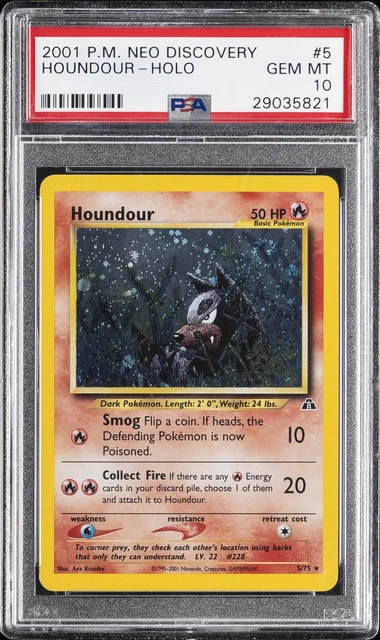 2001 POKEMON NEO DISCOVERY #5 HOUNDOUR-HOLO PSA 10