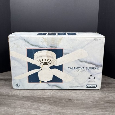 VTG 1991 Encon Casanova Supreme 42  4 Blade Ceiling Fan White +Light Kit H-42WHS
