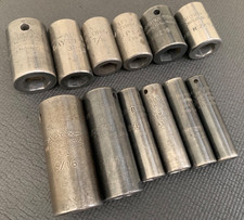 Lot of 12 Various Vintage Apex & Brown Tool SAE Sockets Made in USA