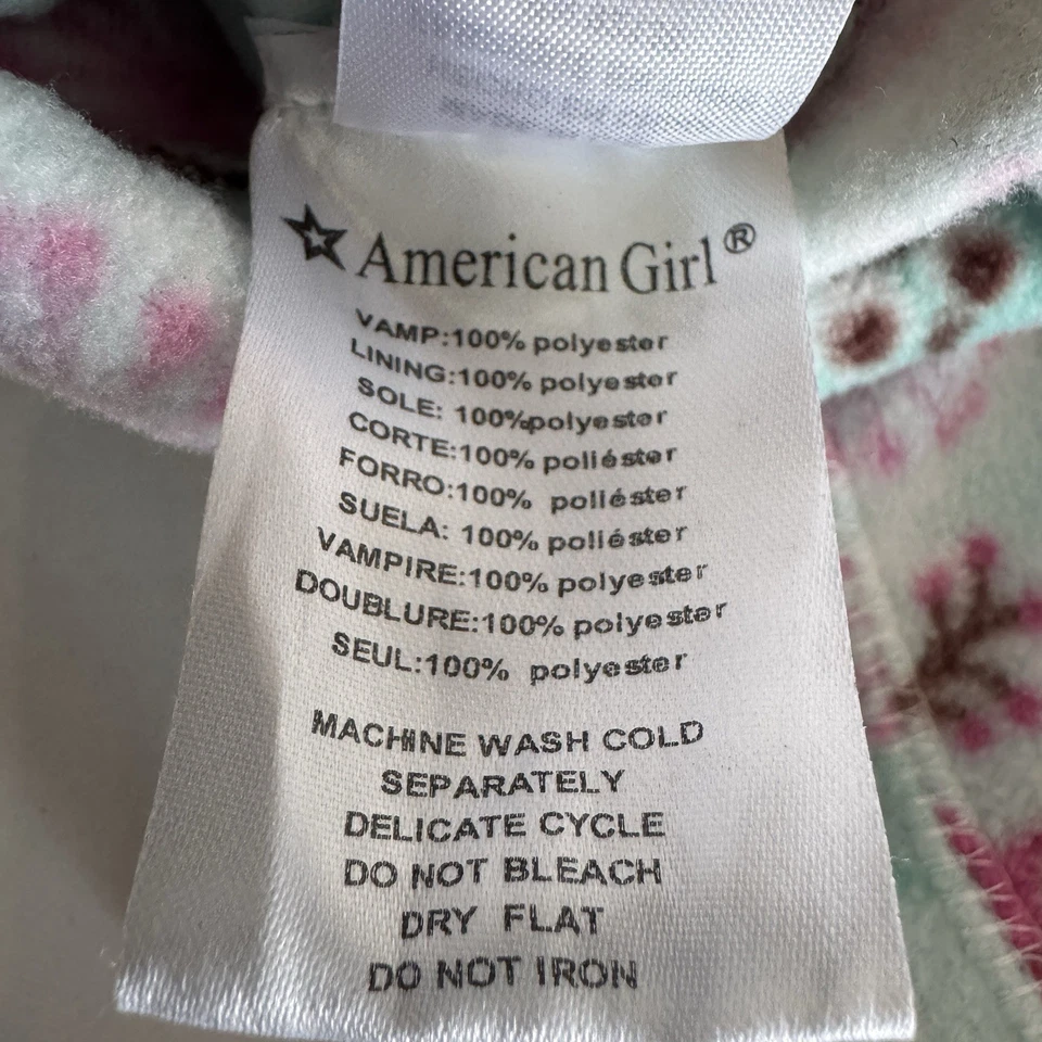 American Girl Fleece Rainboot Liner Insert Girls S (8-9y) Light Blue Pink Owls - Image 4 of 4