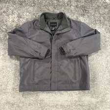 VTG Structure Jacket Mens XL Gray Full Zip Windbreaker Coat Fleece Lined Pockets
