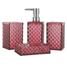 Bathroom Accessories Set 4 Pcs, Acrylic Accessory Sets Complete,Lotion Dispen...