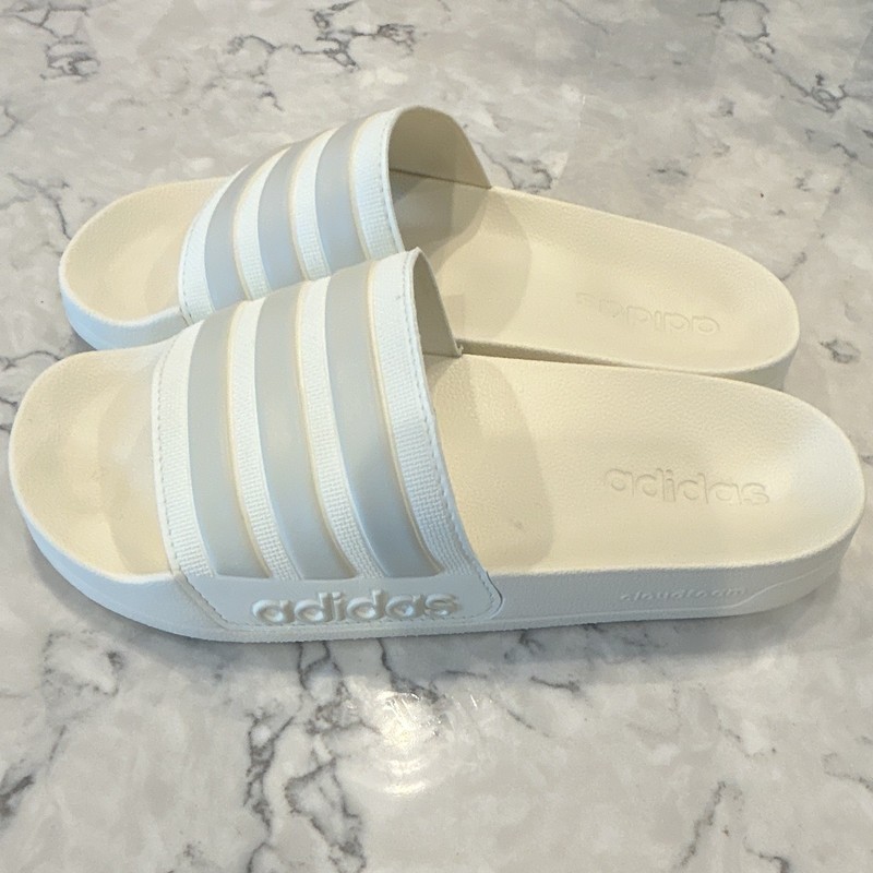 adidas Women’s White Slide Sandals US 7 Slip-On Logo Synthetic Upper