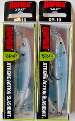 Lot of 2 RAPALA X-RAP (XR-10) XTREME ACTION SLASHBAIT/JERKBAIT in ALBINO SHINER