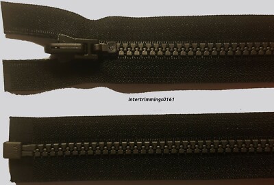 YKK Vislon Reißverschluss Schwarz, Wendbar Abzieher, Grob Plastik Zahn, Open End