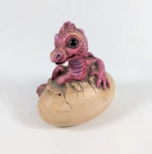 Ceramic Figurine BABY DRAGON HATCHING Egg Hatchling Painted