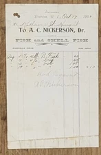1906 Billhead Tiverton Rhode Island AC Nicherson Dr Fish Dealer