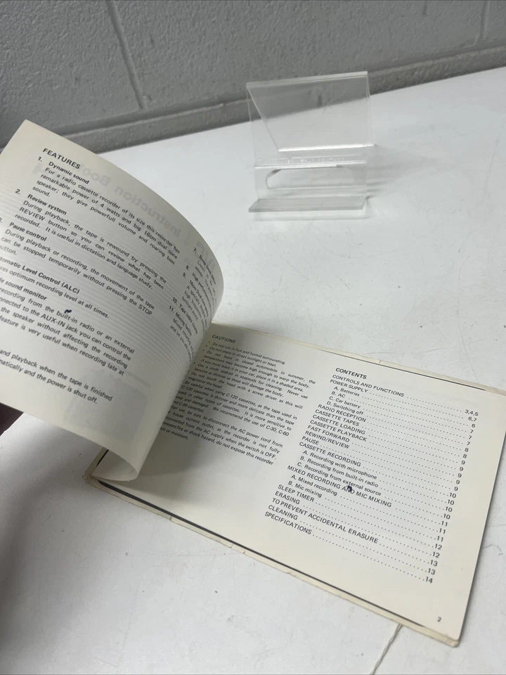 OPERATING INSTRUCTIONS RADIO CASSETTE RECORDER JVC 9426SA W WH 1970s - image 3 of 4