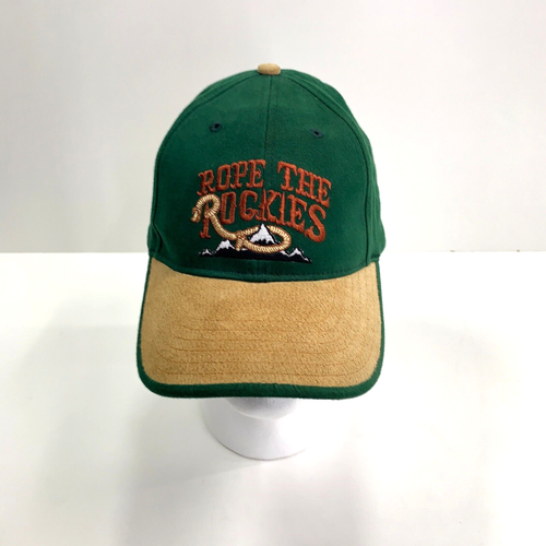 Cripple Creek Colorado Rope the Rockies Green Baseball Hat Cap Suede Bill