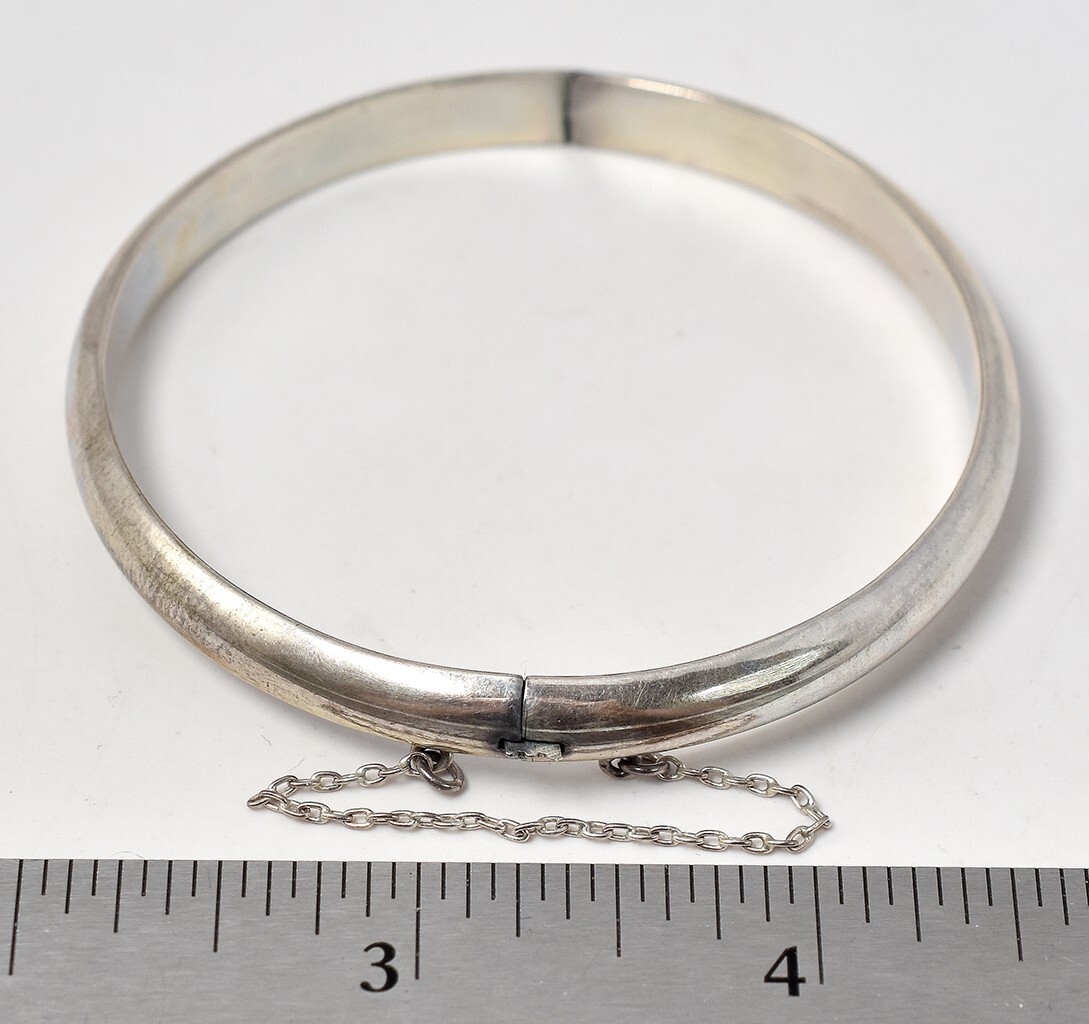Solid Sterling Silver Hinged Bangle Bracelet 925 - image 4