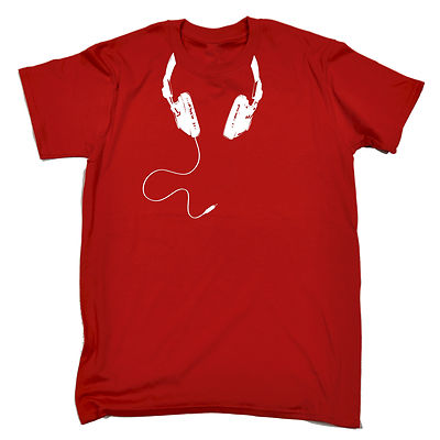 Maglietta Uomo Dj Deejay Con Stampa "Cavo Cuffie Girocollo" - 100% Cotone, Vari Taglie S-5XL