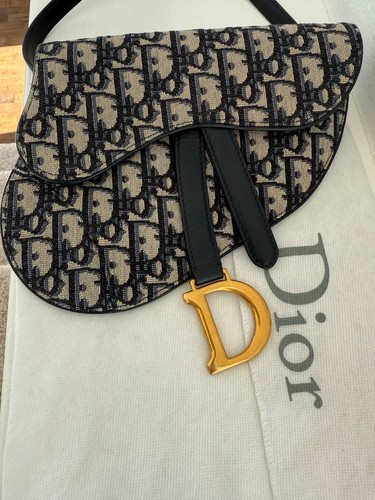 Authentifizierte Christian Dior schräge blaue Monogramm Sattel Schulter Crossbody Tasche - Bild 5 von 13