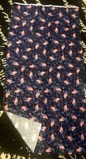 NEW Vtg 44X22 FABRIC TRADITIONS Navy Blue Red PATRIOTIC FLAG Glitter STARS Quilt
