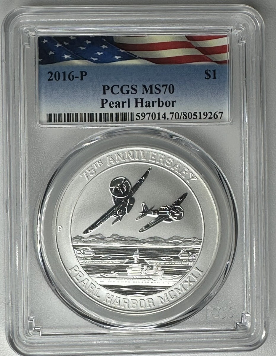 2016 P $1 Pearl Harbor Perth Mint PCGS MS70- 1 oz .9999